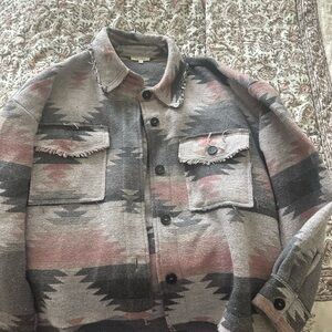 LA MIEL Gray and Pink Patterned Jacket